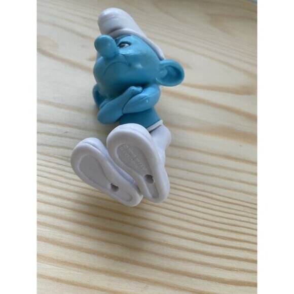 Vintage Peyo Jakks Smurfs Figures Papa Grouchy Happy Smurf Cake Toppers - Picture 3 of 6